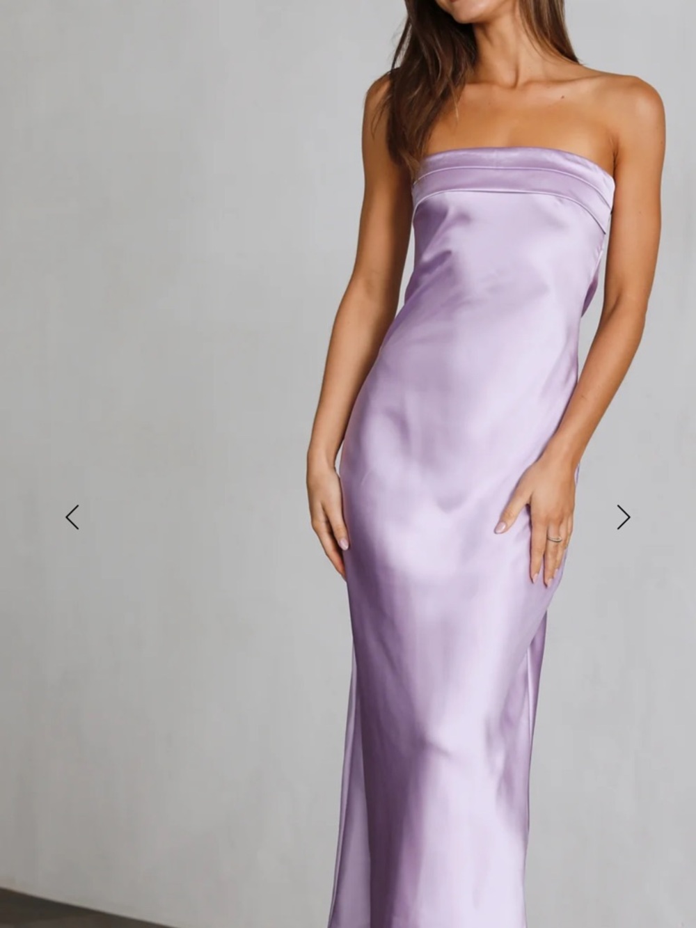Zesica Strapless Satin Dress in Light Lavender